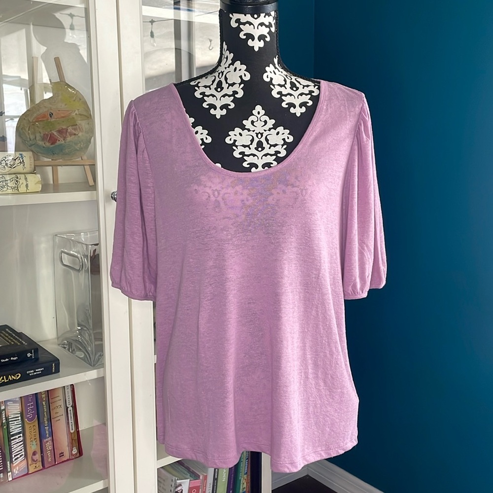 GAP Women's Linen Puff Sleeve Top​​